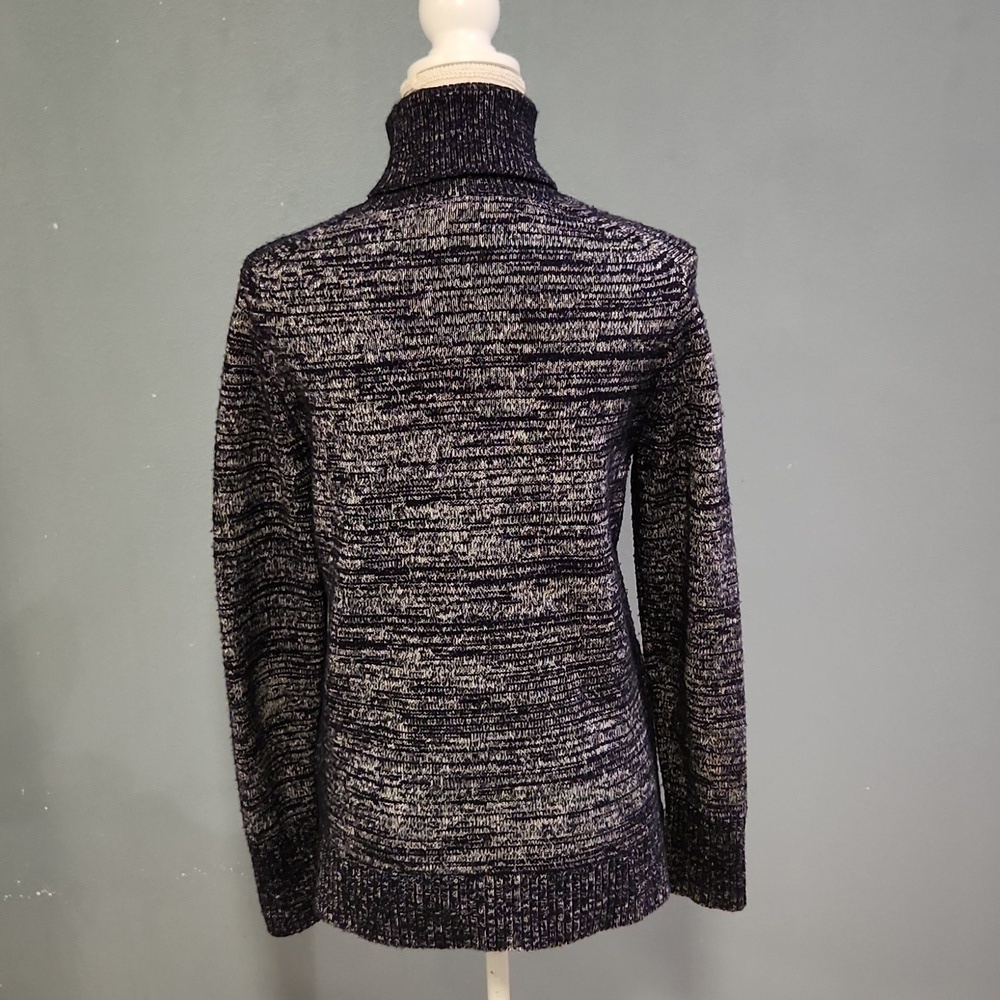 JCrew CottonWool Blend Heathered Navy Blue TurtleNeck Sweater Vintage Y2K Chunky - Picture 5 of 10